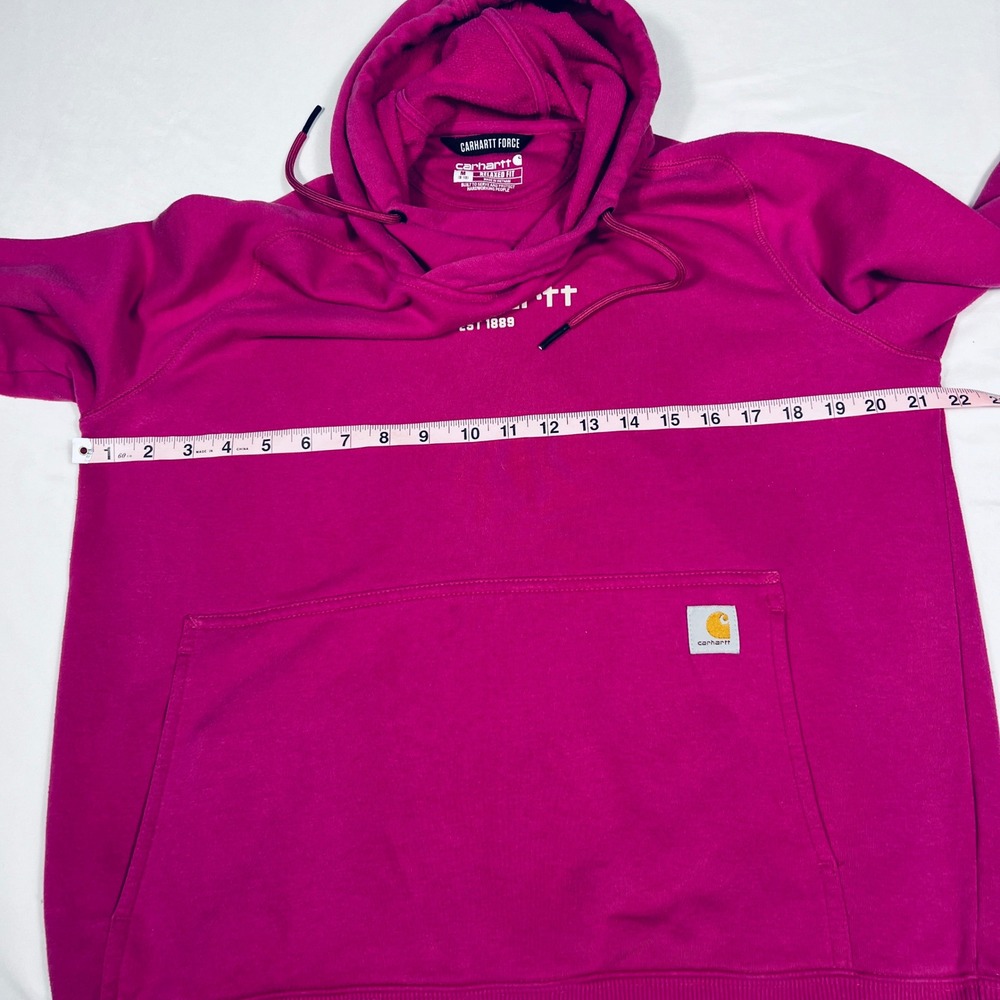 Carhartt Force Relaxed Fit Hoodie Magenta Pink Womens Medium Sweatshirt Logo - Picture 4 of 6